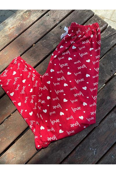 SMG DESİGN Summer Soft Textured Pajamas with Love Pattern