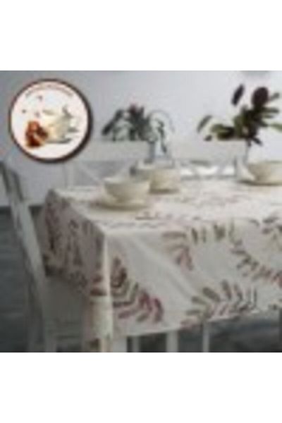 Pucioasa Fata de masa teflonata din bumbac, 160x320cm, frunze pastelate