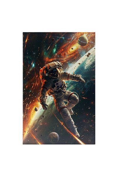 StoryGift Romania Canvas Painting Astronaut In White Suit With Backpack On Back Levitating In Space Among Planets