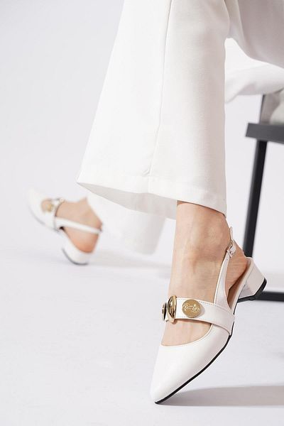 Moda Pie Ovast Para Accesoriu Spate Deschis Femei Balerina Piele Albă