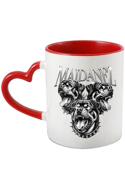 StoryGift Romania Cana cu Caini Furiosi Cu Colti Si Ochii Stralucitori, Text Maidanez, Ceramica, 3, Cu Maner Inim