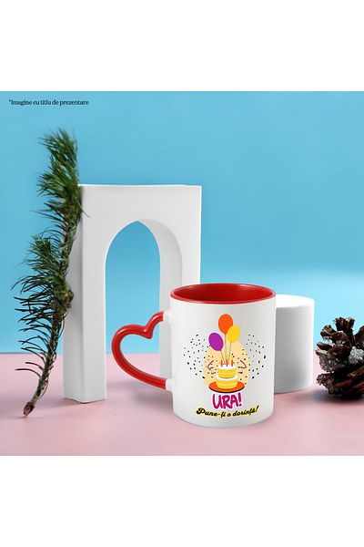 StoryGift Romania Mug Birthday Cake! text make a wish balloons, 330ml, Ceramic with Handle in, With,STG.