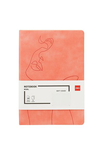 Deli Office Notebook A5 96 Pages 80G Ruled Peach Leather Cover N126L Deli