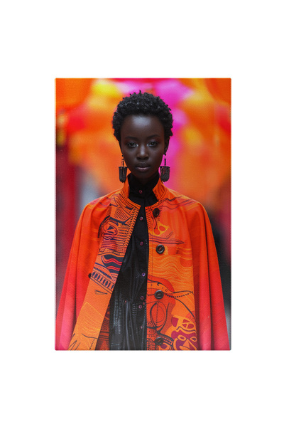 StoryGift Romania Tablou Canvas Black Woman Doamna Cu Parul Scurt Si Cercei I...