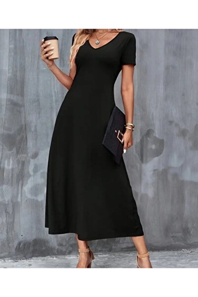 Cbm Women's Short Sleeve V-Neck Pocket Viscose Dress-Is Our Latest Visual Gift