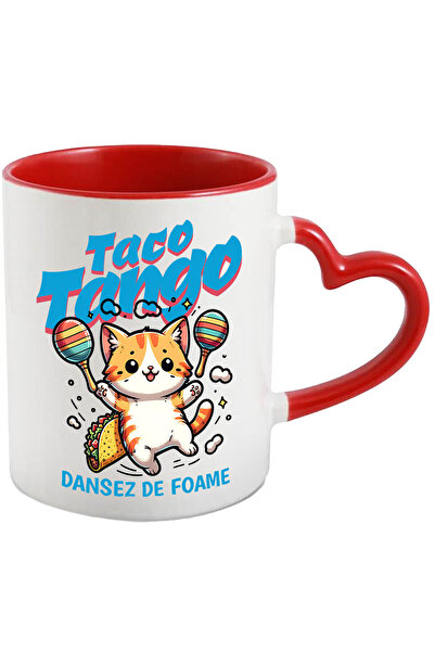StoryGift Romania Cana cu Pisica Portocalie Cu Tacos Dans Mexican Text haios Taco Tango Dansez De , Cu Maner Inim