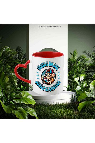 StoryGift Romania Mug With Monkey With Cap Video Games Hobby Gamer Text In Romanian Vi, With