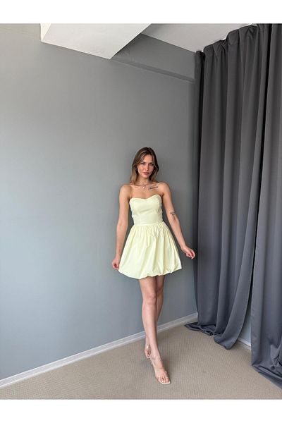 AlisaSu Mini Strapless Dress with Balloon Skirt