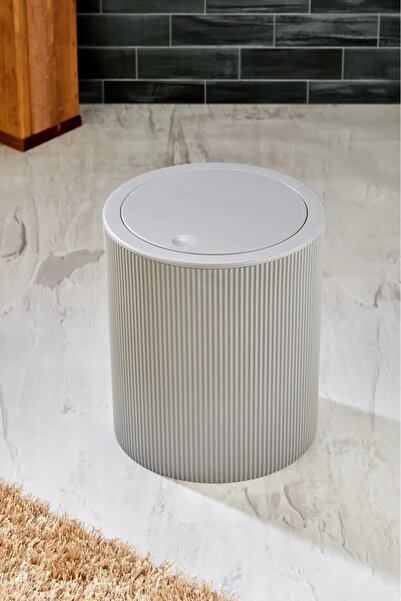 Kitchen Line 6.5 Lt Round Line Model Bathroom Kitchen Trash Can Gray