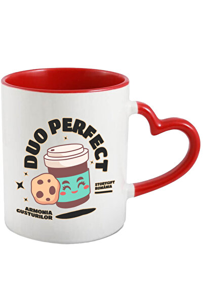 StoryGift Romania Cana duo perfect energie cafea si prajitura, 330ml, Ceramic...