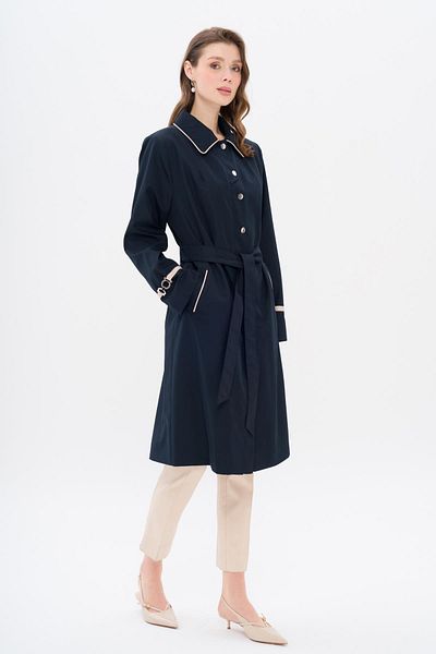 Olcay Καμπαρντίνα Plus Size - Πουκάμισο γιακά και λεπτομέρεια Grosgrain ΣΚΟΥΡΟ ΜΠΛΕ 4303