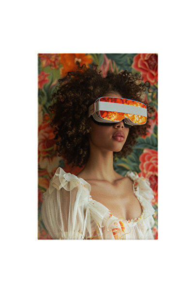 StoryGift Romania Tablou Canvas Fata Cu Ochelari Virtuali Si Parul Saten Cret Cu Buzele Mari In Rochita De Vara