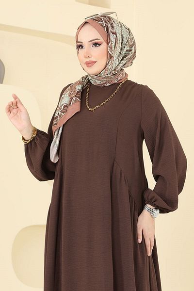 katalya Καφέ Σουφλέ Φόρεμα Ayrobin Hijab