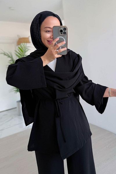 Ka Hijab Shawl Collar Suit - Black