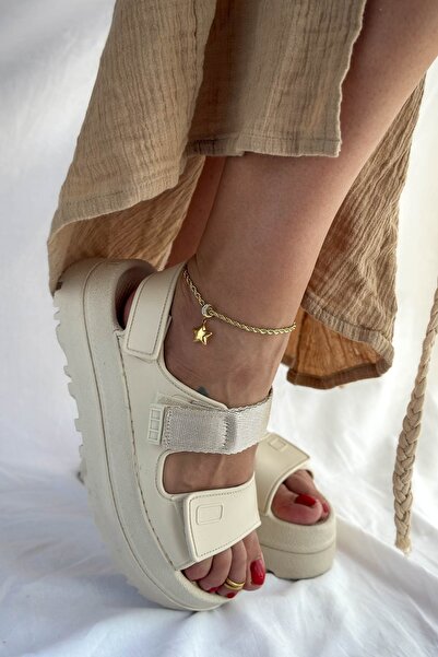 Shoebutik Este Beige High Sole Women's Sandals