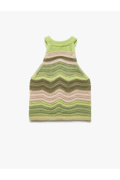 Koton New Season Halter Neck Sleeveless Patterned Knitwear Undershirt