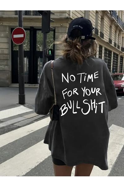Touz Moda Δεν υπάρχει χρόνος για το τυπωμένο μπλουζάκι Unisex Oversize
