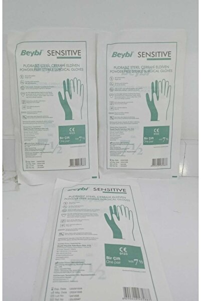 beybis Beybı Steril Cerrahi Sensetive Pudrasız Eldiven No:7,5 3 PAKET