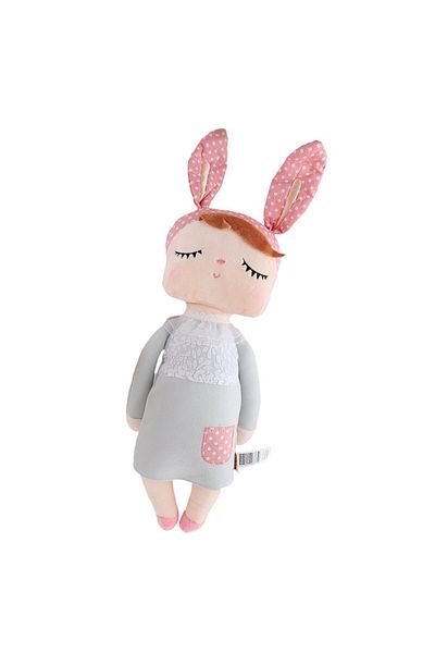 zola Textile doll-Rosa, with overalls and bunny hat, soft and pleasant to the touch, 34 cm