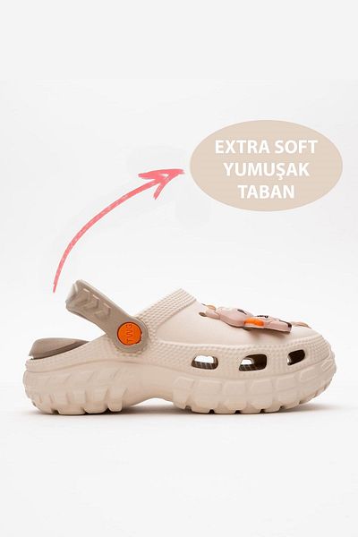 İncim Ecru Teddy Bear Comfortable Sole Beach Pool Seaside Nursery Daily Unisex Children's Slippers & Sandals