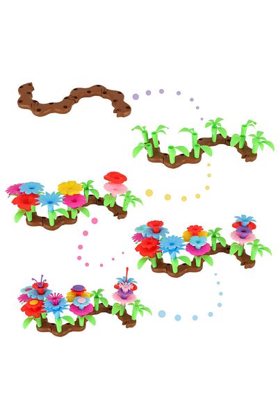 zola Creative building game, 48 elements, spring flower garden, multicolor