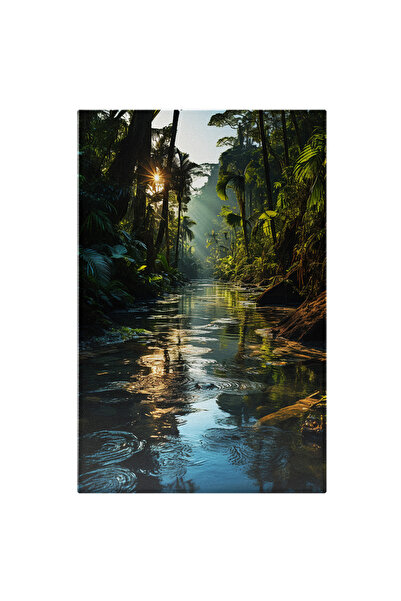 StoryGift Romania Tablou Canvas: Priveliste Rasarit De Soare In Jungla Rau St...