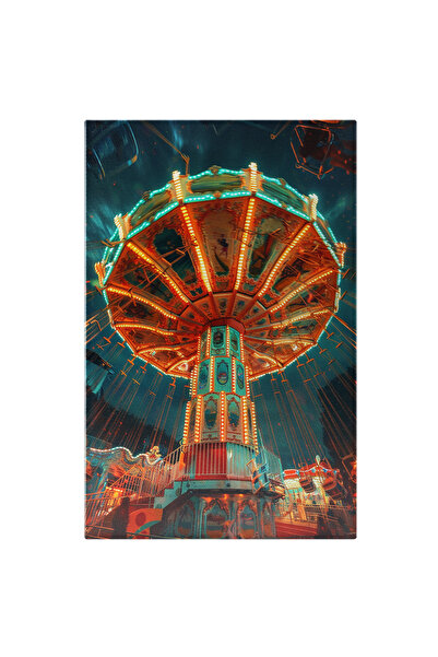StoryGift Romania Tablou Canvas: Cadru De Jos, Carusel În Mișcare Și Lumini C...