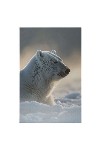 StoryGift Romania Tablou Canvas: Singurătate Liniștitoare Portretul Lui Fram Ursul Polar În Zăpadă Calm Pictura D