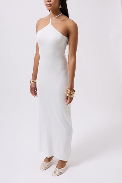 Black Fashion Cross Strap Maxi White Dress