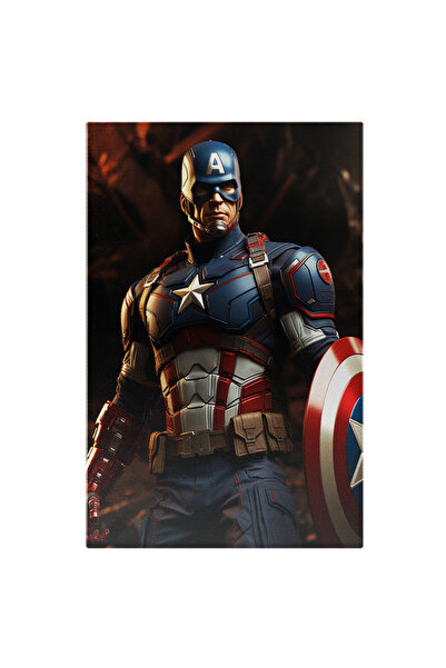 StoryGift Romania Canvas Painting: Portrait of Movie Character in Captain America Hero Costume with Powerful Shield Painting