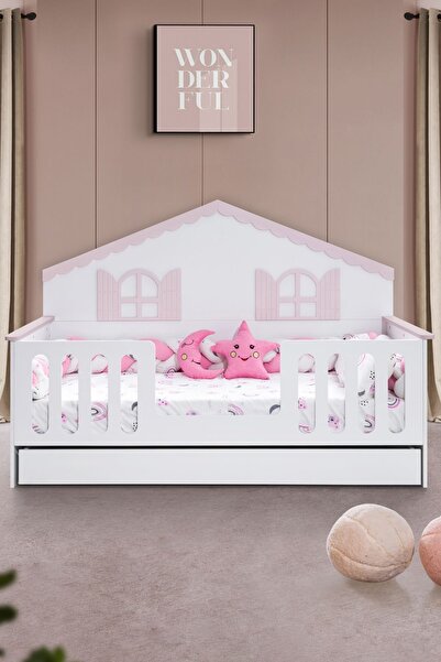 Setay Yavrulu Karyola, Poli Yavrulu Montessori Yatak - Pembe + 1 Adet Comfort Yatak