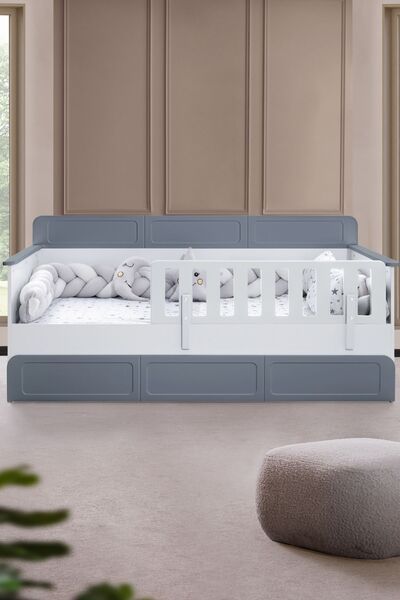 Setay Yavrulu Karyola, Mira Yavrulu Montessori Karyola - Gri + 1 Adet Comfort Yatak