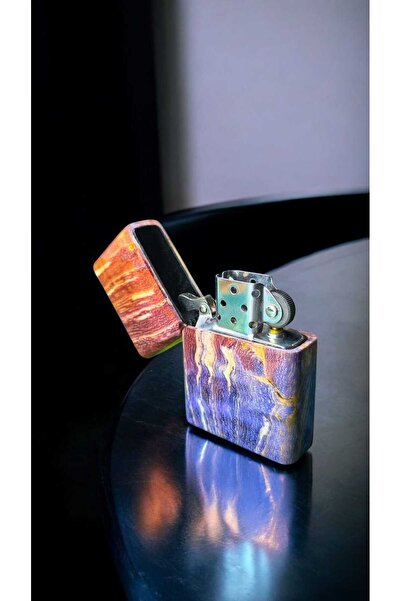 Turna Stabilize dişbudak ağacı benzinli ahşap çakmak özel üretim hediyelik (turuncumor)