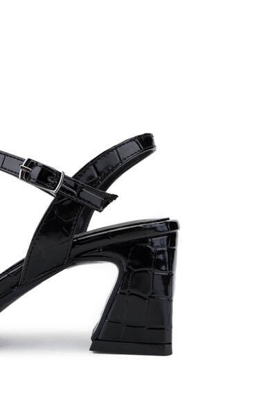 Tamer Tanca Women's Vegan Black Crocodile Heeled Shoes