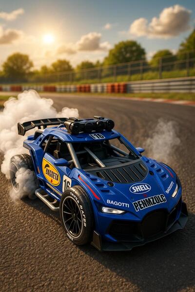 hak-iş oyuncak Uzaktan Kumandalı Şarjlı Duman Atan Mavi Spor Araba