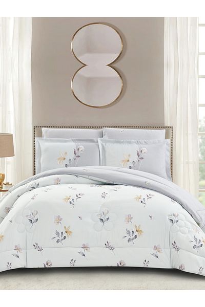 Donetella Comforter Set King Size, 6-Pcs, 260x240 cm, Printed, All Season, Microfiber, 350 GSM