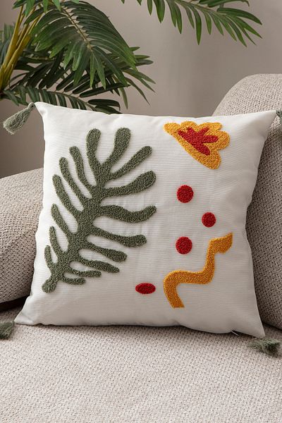 EVOTTO HOME COLLECTİON Comfort Punch Pattern Throw Pillow Cover Square Decorative Bohemian Embroidered Sofa Pillowcase Poncho 45X45