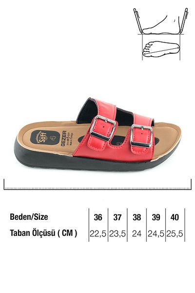 GEZER Women's Summer Pu Bottom Sole Artificial Leather Two Buckle Adjustable Insole Anatomical Four Point Pillow