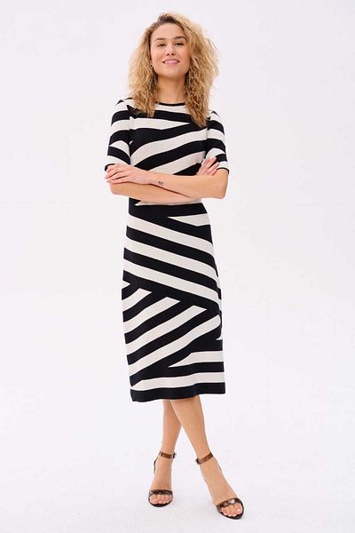 Blue Shadow Rochie tip pulover Amaris cu dungi Ecru / Negru