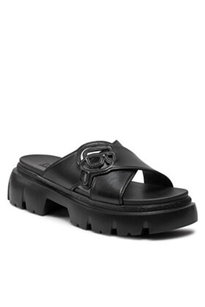 Karl Lagerfeld Flip-flops de damă negri KARL LAGERFELD-KL83504 000 BLACK LTHR