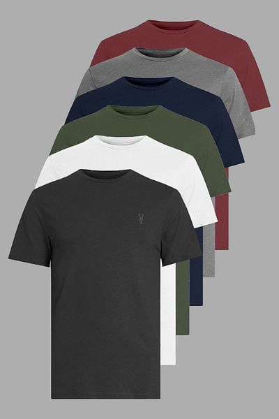 Kozik Unisex 6 Pack Slim Fit Slim Fit 100% Cotton Crew Neck T-Shirt