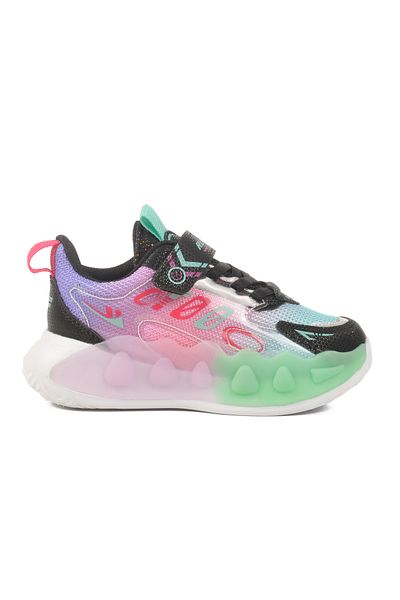 AYAKMOD Pantofi sport pentru fete cu plasă cu velcro negru fucsia 2480 P