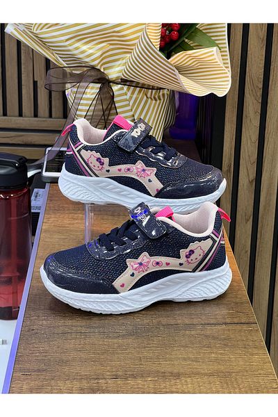 homiro Pantofi sport ortopedici pentru fete-Marine-Fucsia