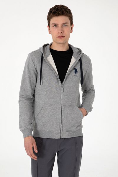 U.S. Polo Assn. Men's Gray Melange Knitted Cardigan 50289028-Vr086
