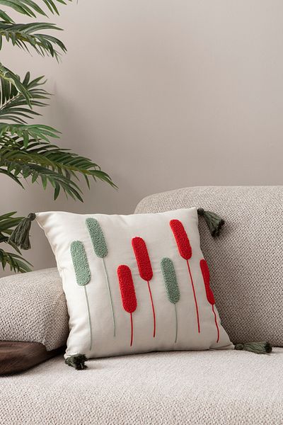 EVOTTO HOME COLLECTİON Comfort Punch Pattern Throw Pillow Cover Square Decorative Bohemian Embroidered Sofa Pillowcase Poncho 45X45