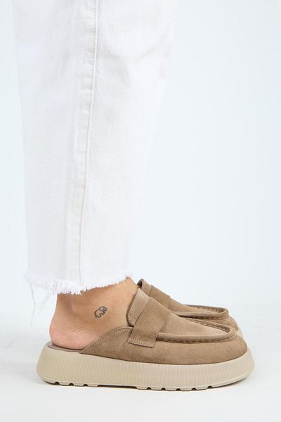 Manijero Tale Women's Genuine Leather Belted Sabo Mink Slippers