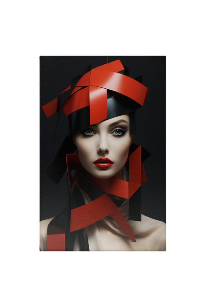 StoryGift Romania Tablou Canvas: Femeie Draguta Cu Ochi Gri - Buze Rosii Fash...