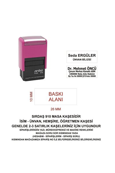 Sırdaş 910 Isim Ünvan Kaşesi - Pembe Makina