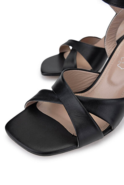 Tamer Tanca Women's Leather Black Leather Heeled Shoes
