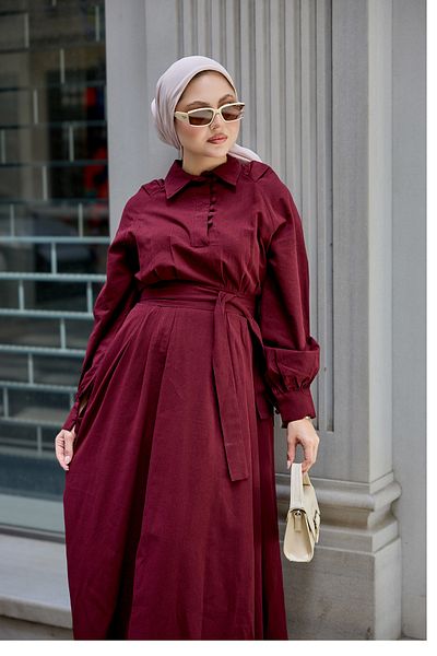 LOCCO Women's Sea Dress Burgundy